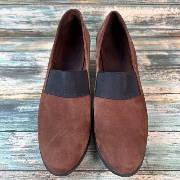 Arche Wedge Pumps Womens 9.5 Brown Nubuck Leather Dress Formal Shoe Comfort Heel - Picture 3 of 13